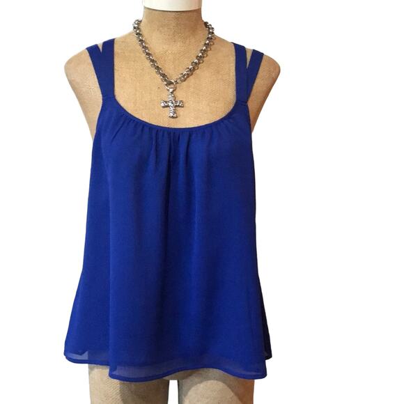 Express NWT NEW Criss Cross Strap Sleeveless Blouse Royal Blue Size S/P - Picture 1 of 8